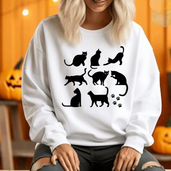 Tops - Black Cats NEW white crewneck sweatshirt